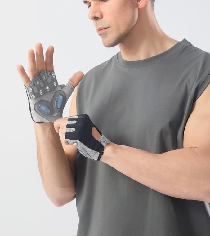 HinyBoeh Women Mesh-Fingerless-Workout-Gloves,Breathable-Cycling-Gym Lightweight-Sport-Gloves with Non-Slip
