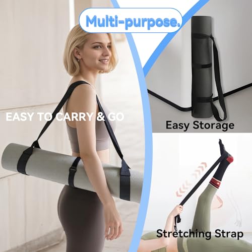 Cidkoth Adjustable Yoga Mat Strap Carrier, Thick Wide Yoga Mat Holder with Hook-and-loop fastener for yoga enthusiast, Tra...