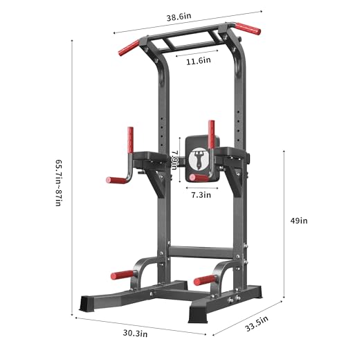 SogesPower Multi-Function Power Tower Pull Up Bar Station Pull Up Dip Station for Home Gym, 10-Level Adjustable Height Pul...