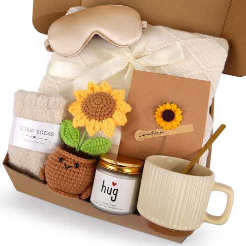 Get Well Gift Baskets for Women, Unique Sunflower Gifts for Her, Sunshine Relaxing Self Care Gift Basket, Thinking of You ...