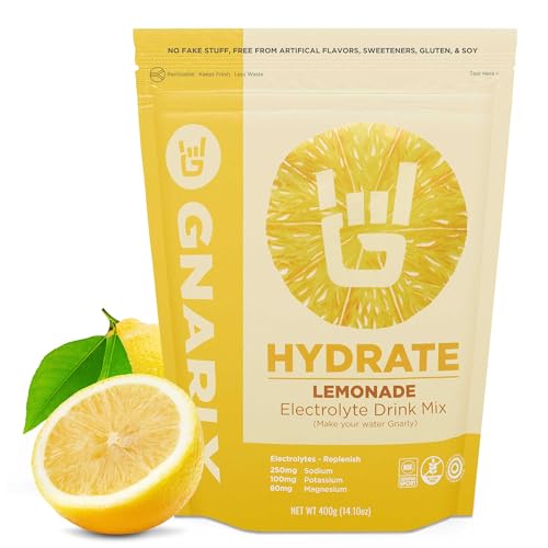 Gnarly Nutrition Hydrate Electrolyte Powder – Lemonade Exercise Hydration Drink Mix – NSF Sport Certified – Electrolyte So...
