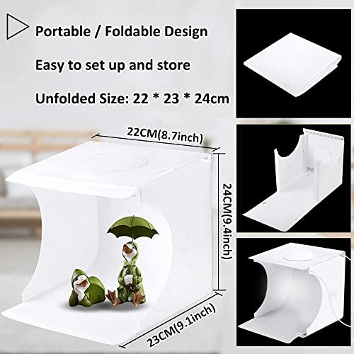 DUCLUS Mini Photo Studio Light Box,Portable Folding Photography Light Tent kit with 40pcs LED Light + 6 Kinds Color Backgr...