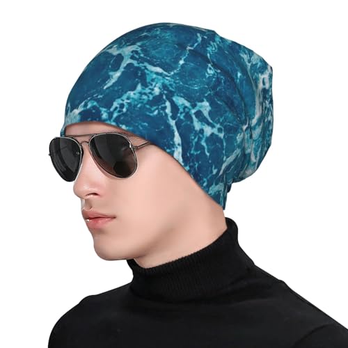 Tropical Ocean Beach Theme Print Winter Beanie Hat Men Women Soft Lightweight Thermal Cap for Outdoor Skiing Wear Black