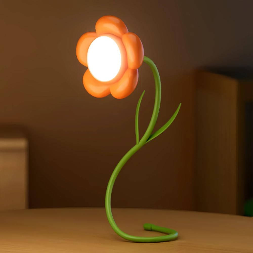 magical JD Sunflower Lamp Rechargeable LED Night Light, 3-Colour Dimming, Model GL371A-1, Orange