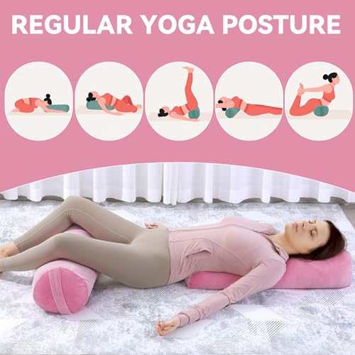 ROYALAY 2 Pcs Yoga Bolster Pillow for Restorative Yoga, Rectangular and Cylinder Meditation Pillow Set with Carrying Handl...