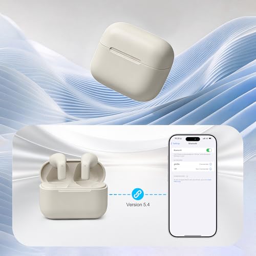 Anjetsun Wireless Earbuds for Daily Use, Semi-in-Ear Wireless Audio Headphones with Microphone, Touch Control, Type-C Char...