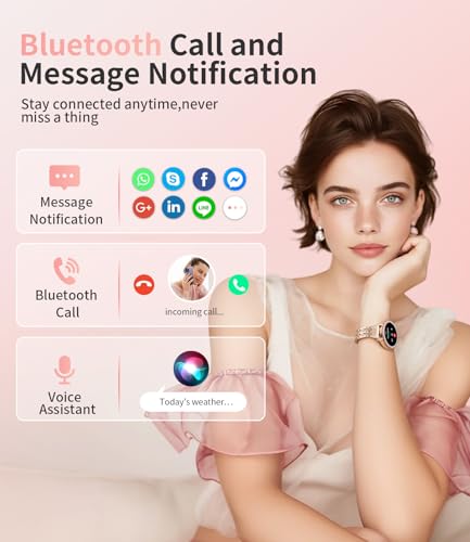 SUNKTA Smart Watch for Women (Answer/Make Call),1.27" Curved Display Smartwatch with Female Cycle/Sleep Monitor,5ATM Wate...