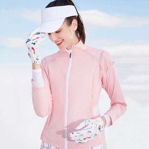Amy Sport Womens Golf Glove with Ball Marker Rain Left Right Hand Leather Printed Pack, Ladies Golf Gloves All Weather Gri...