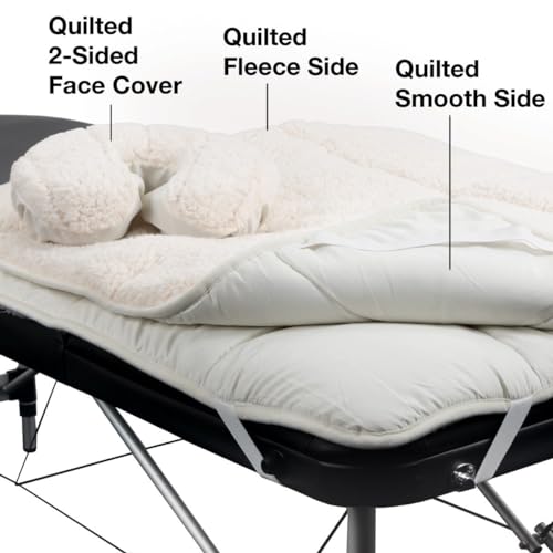 ForPro Premium Quilted Fleece Table Pad Set, Natural, Extra Soft, Hypoallergenic, for Massage Tables, Includes Massage Tab...
