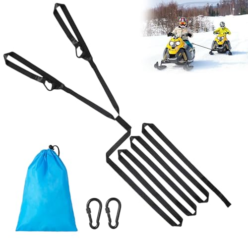 20ft Snowmobile Tow Straps, Heavy-Duty Tow Rope with Two Black Metal Hooks, Emergency Safety Tool Accessories Kit for Sle...