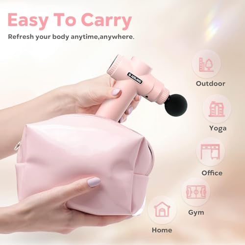 AERLANG Mini Massage Gun-Pink，Muscle Deep Tissue Massager Gun, Handheld Percussion Massager, Portable Quiet Massage Gun wi...