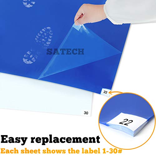 SATECH Sticky/Tacky/Adhesive Mat 24" x 36" White (Case of 4 Mats,30 Sheets Each) for Cleanroom Laboratory Hospital Constru...