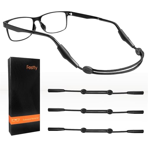 Festty Glasses Strap Sports 3 pcs, Eyeglasses Strap Holder for Kids Women Men, Adjustable Sunglasses lanyard string chain，...