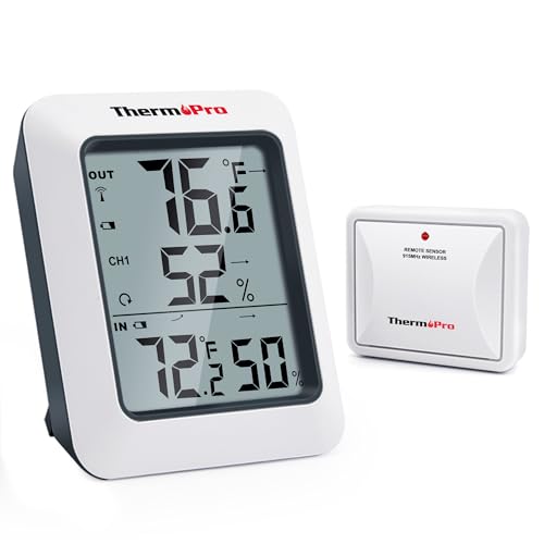 ThermoPro TP60 Digital Hygrometer Outdoor Thermometer Wireless Temperature and Humidity Gauge Monitor Room Thermometer wit...
