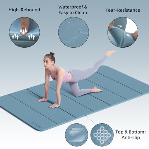PAIDU Foldable Yoga Mat thick- 2/5" (10MM) TPE Non-Slip Design, Quick Fold，Easy Storage, 75x40 Extra Long/Wide for Indoor ...