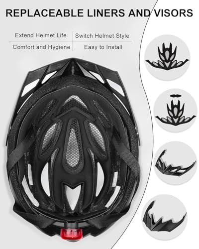 KINGBIKE Bike Helmet for Adult Men Women Youth Road Commute Mountain Cycling Helmets with USB Rechargeable Light Replaceab...