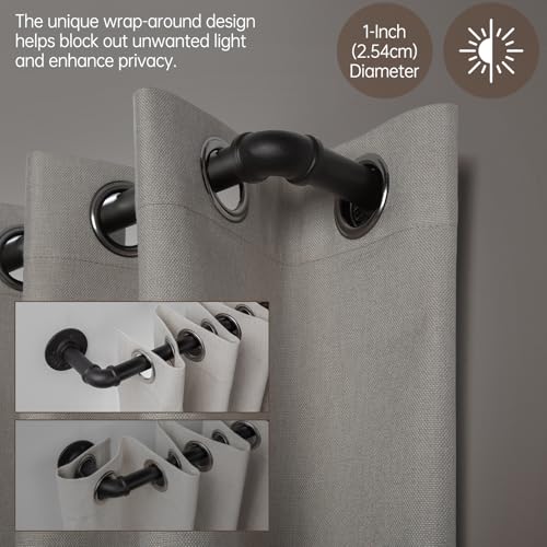 Zeerobee Curtain Rods for Windows 48 to 84, 1 Inch Industrial Wrap Around Black Curtain Rod, Indoor/Outdoor Room Divider A...