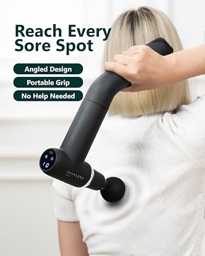 InClover Life Massage Gun with Detachable Extension Handle for Deep Tissue Muscle Massage – Handheld Back & Shoulder Percu...