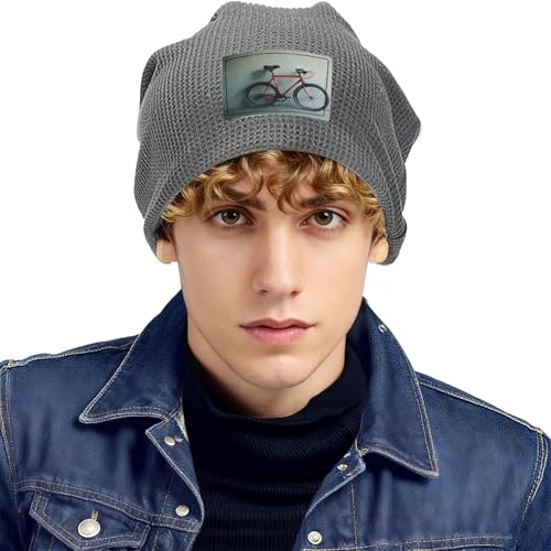Retro Bicycle Pattern Print Lightweight Waffle Pullover Hat Men Women Winter Headwear Outdoor Camping Travel