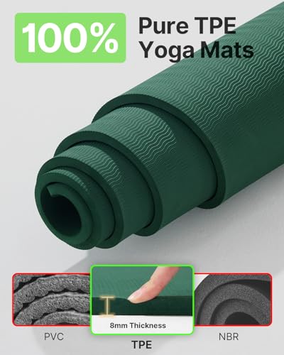 YOTTOY Large Yoga Mat (75 * 52 * 1/2inch),Extra Wide TPE Exercise Mat,Non-Slip Workout Mat for Pilates, Fitness, Barefoot,...