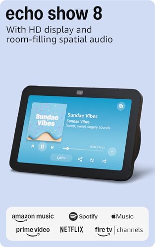 Amazon Echo Show 8, With Spatial Audio, Smart Home Hub, ideal for open living spaces, Designed for Alexa+, Charcoal