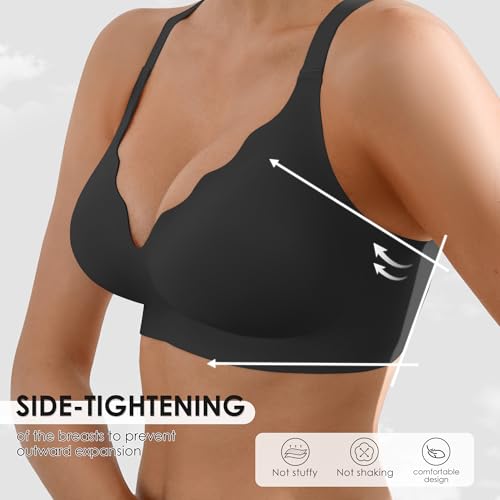 Seamless Wireless Bra for Women with Support - No Underwire Full Coverage Push Up Bras