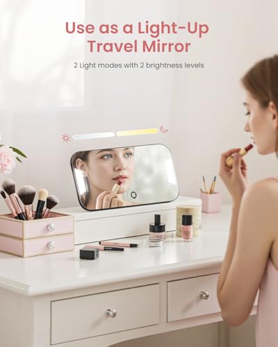 RENPHO Portable Rechargeable Scale for Body Weight, Travel Weight Scale with Travel Makeup Mirror, Slide-Out LED Display, ...