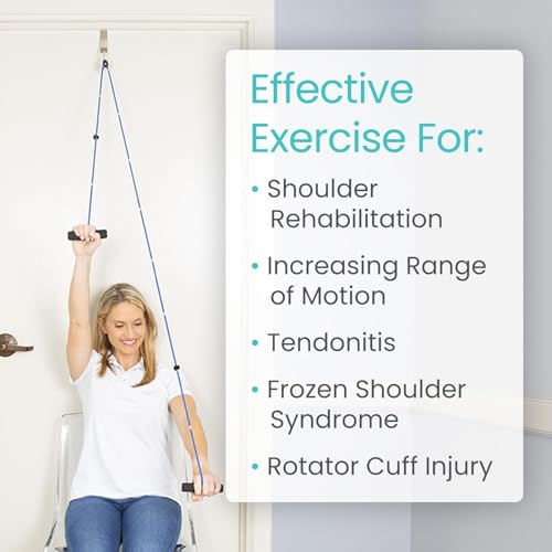 Vive Shoulder Pulley for Physical Therapy - Rotator Cuff Pain Pulley System - Over Door Rehab Exerciser - with Durable Met...