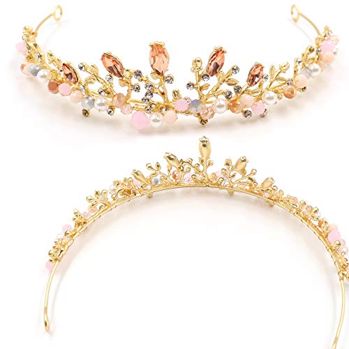 NODG Gold Tiaras and Crowns for Women - Rhinestone, Pearl Bridal Tiaras and Headbands for Wedding, Birthday, Prom
