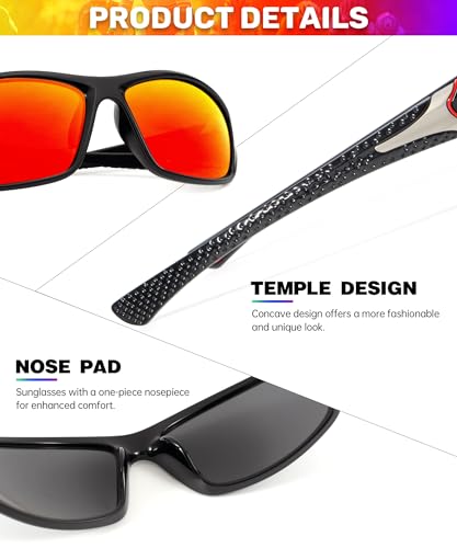 OUTDOORKING Sports Mens-Sunglasses Polarized Sunglasses-Men: Sunglasses for Men UV Protection for Running Cycling Fishing