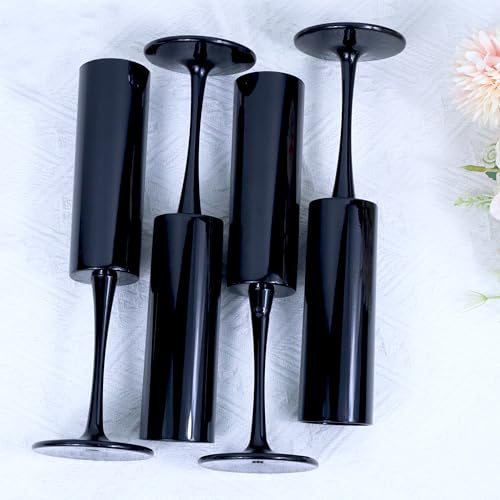 Ahongwenxi 12 Pcs Halloween Black Champagne Flute 6 OZ Acrylic Champagne Flutes Plastic Tall Stemmed Glasses, Unbreakable ...