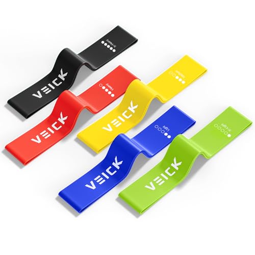VEICK Resistance Loop Exercise Bands, Elastic Workout Bands for Men Women, Set of 5 Different Resistance Levels Stretch Ba...