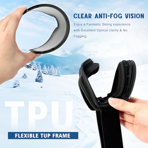 VEWOE Ski Goggles OTG for Men Women, Anti-fog UV Protection Snowboard Goggles Snow Goggles Skiing Snowmobile for Adult Youth