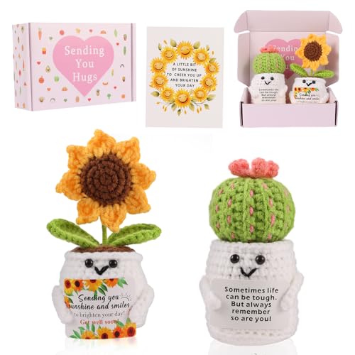 Munutix Get Well Gifts for Women - Positive Sunflower Crochet Surgery Recovery and Cancer Care Comfort Gifts, Get Well Soo...