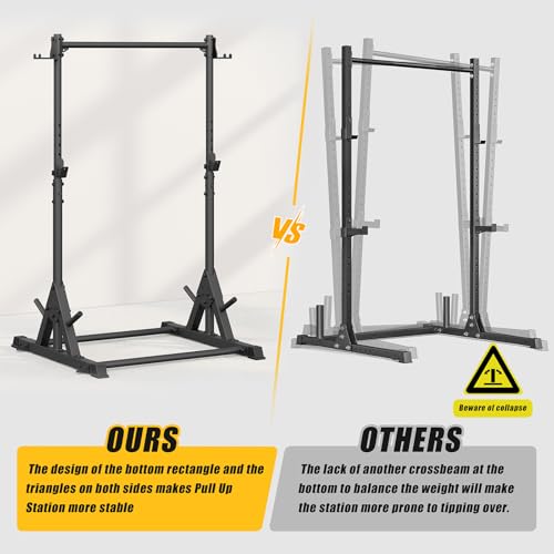 Jusgym Pull Up Station, Strength Training Workout Pull Up Bar Free Standing for Home Gym, Adjustable Heavy Duty Pullup Bar...