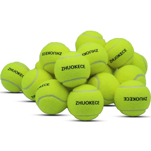 ZHUOKECE Tennis Balls, 18 Pack Training Tennis Balls Practice Balls with Mesh Bag for Easy Transport, Pet Dog Playing Ball...