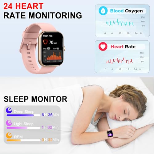 Smart Watch (Answer/Make Calls), 1.96"HD Smartwatch for Women Men, 2025 Activity Tracker with Heart Rate Monitor, Sleep Tr...