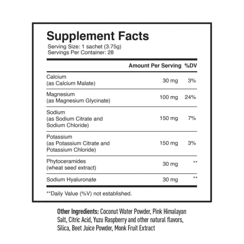 PIQUE BT Fountain Beauty Electrolyte Powder - Hydration Powder Packets with Hyaluronic Acid, Ceramides, Magnesium for Hydr...