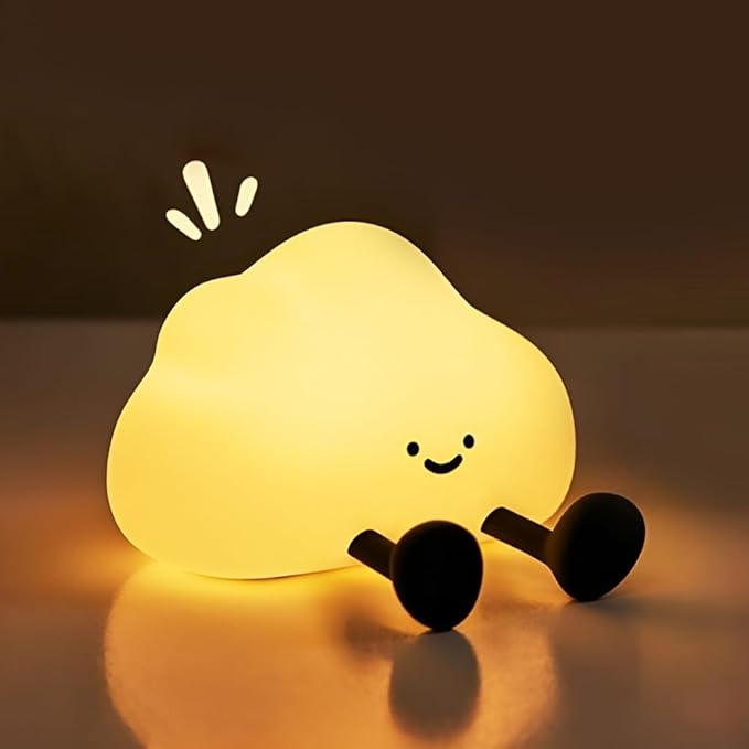 Cute Cloud Night Light Silicone Nursery USB Rechargeable Christmas Sleeping Bedside Lamp Touch Sensor Nightlights for Bedroom