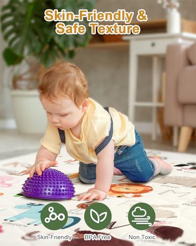 TINYHARBO Premium Foam Baby Play Mat 50" x 50" – Removable & Machine Washable Cover, Extra Thick Padding Playpen Mat, Non-...