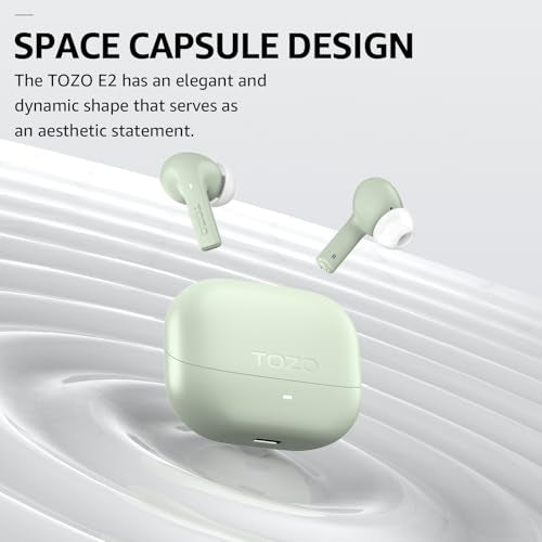 TOZO E2 Wireless Earbuds with 2 Mics AI Call Noise Cancellation, 10mm Drivers with Powerful Bass, App Customize 32 EQs, 30...