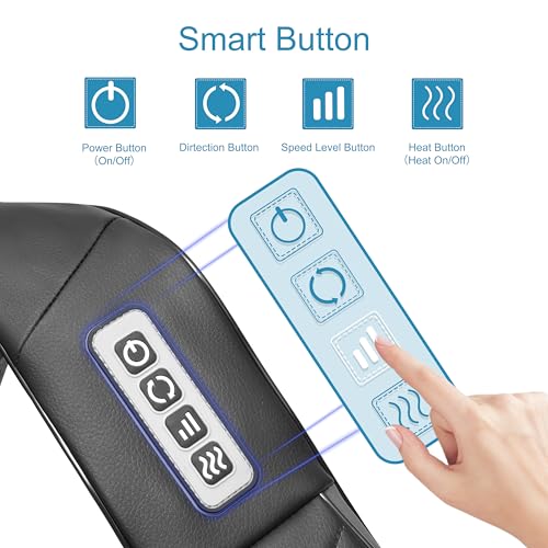 Shiatsu Neck and Back Massager, Electric shoulder Massager with Heat, Deep Tissue Kneading Massage for Pain Relief, Idea G...