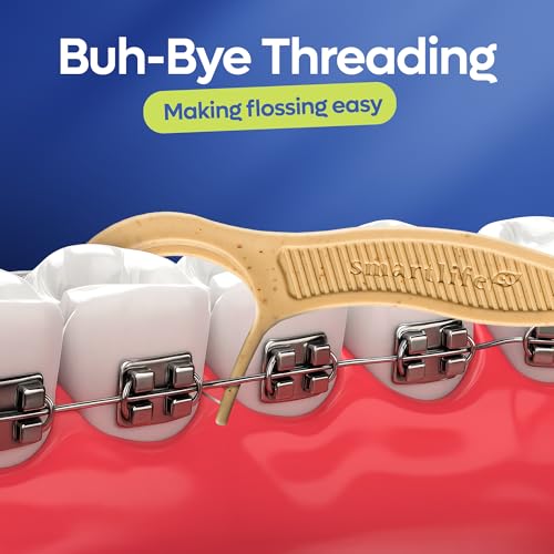 SmartLifeco Flossers for Braces - Eco-Friendly Orthodontic Floss Picks for Adults & Kids | Straw Wheat Blend | Superior An...