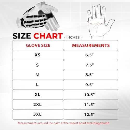 Daniel Smart Glow Bone Leather Work Gloves for Men & Women – Breathable Skeleton Motorcycle Riding Gloves, Touchscreen Bik...