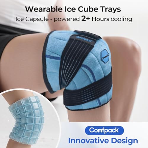 Comfpack Knee Ice Pack Wrap, 2 Hours Long Lasting Coldness Ice & Compression Therapy Flexible Ice Pack for Knee Replacemen...