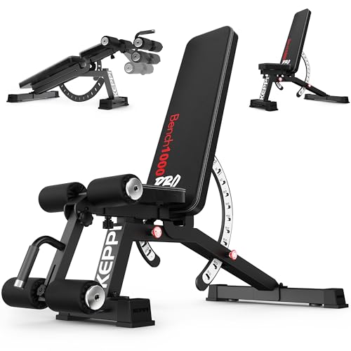 Keppi 1200LB Weight Bench, Heavy Duty Bench1000 PRO Adjustable Workout Bench Press Set for Home Gym Strength Training, Rem...