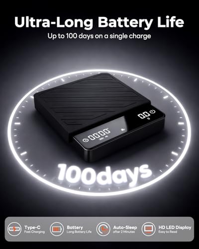 MUVNA Espresso Mini Coffee Scale with Timer & Flow Rate Indicator - 2kg/0.1g Precision Digital Scale with Waterproof Silic...