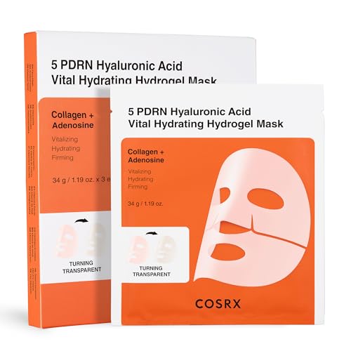 COSRX 5 PDRN Hyaluronic Acid Vital Hydrating Hydrogel Mask, Overnight Hydrogel Face Mask for Glass Glow Skin & Firming wit...