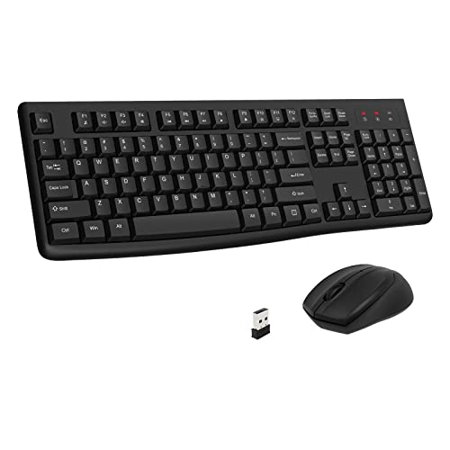 Wireless Keyboard and Mouse Combo, EDJO Full-Sized 2.4GHz USB Computer Wireless Keyboard and Optical Mouse for Windows, Ma...