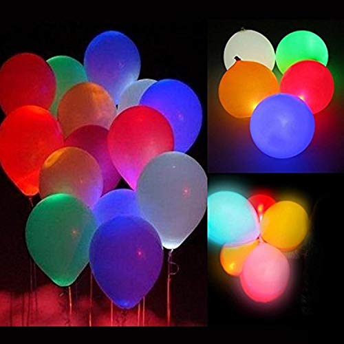 20 LED Light Up Balloons, 12 inch Neon Balloons Mixed Colors Flashing Lasts 24 Hours Glow in the dark for Birthday Glow Pa...